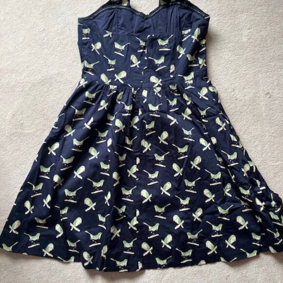 Anthropologie Midi Cocktail Dress (L) - Navy with Bird Print - Picture 3 of 3